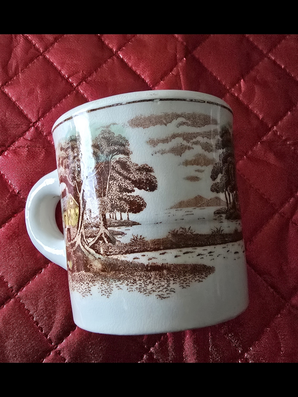 Classic Scenic Ceramic Mug in Brown - Unbranded
